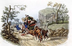 "Olyckor kommer att hända med de bäst utsedda tränarna!", graverad av R.G. Reeve (fl.1811-37) pub. av Thomas McLean
