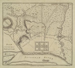Plan för belägringen av Savannah av Charles B. J. Févret de Saint Mémin