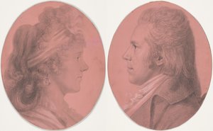 Porträtt av Georges Arnold Fitzwilliam och porträtt av Eleanor Ramsay Fitzwilliam; ett par av Charles Balthazar Julien Févret de Saint-Mémin