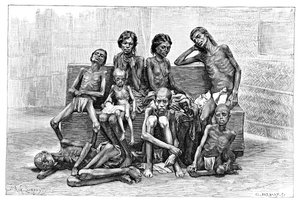 Hungersnödsoffer, Indien, 1895.