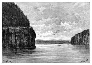 Angarafloden, nedanför Padunskiy-forsen, Sibirien, Ryssland, 1895.