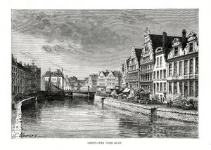 Corn Quay, Gent, Flandern, Belgien, 1879 av Charles Barbant