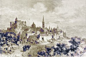 Vy över Spoleto, illustration från 
