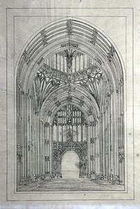 Ingång till House of Lords, från en mapp med teckningar från New Palace of Westminster (penna och bläck på papper)