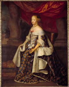 Porträtt av Marie Therese av Österrike (1638-1683), Frankrikes drottning Målning av Charles Beaubruns Atelier (1604-1692) 1600-talets sön. 1,8 x 1,4 m