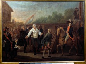 Ludvig XVI gick till ställningen den 21 januari 1793. Engelsk målning av Charles Benazech (1767 - 1794)