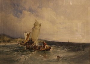 Wicklow Bay, ca 1840 (akvarell på papper) av Charles Bentley