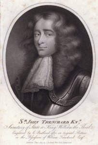 Sir John Trenchard, engelsk politiker och utrikesminister för det norra departementet under kung William III (gravyr) av Charles Bestland