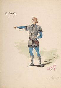 Kostymdesign för Orlando, 1889.