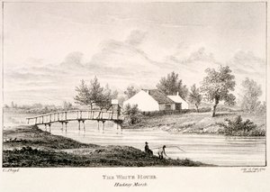 Vita huset på stranden av floden Lea, Hackney Marsh, London, c1830 av Charles Bigot