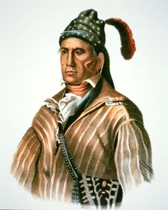 Menawa, chef för Creek-folket, från en målning från 1826 (färg litho)