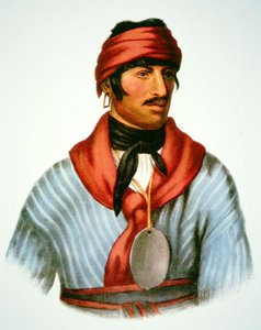 Selocta, en hövding för Creek-folket, från en målning från 1825 (färg litho)