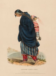 CHIPPEWAY KVINNA OCH BARN, från Historia om indianstammarna i Nordamerika av Charles Bird King