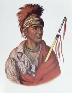 Notchimine or No Heart, en Iowa Chief, 1837, illustration från "The Indian Tribes of North America, Vol.2", av THomas L. McKenney och James Hall, pub. av John Grant