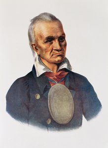 Röd jacka, Seneca War Chief, 1828, illustration från "The Indian Tribes of North America, Vol.1", av Thomas L. McKenney och James Hall, pub. av John Grant