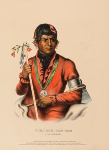 TSHI-ZUN-HAU-KAU. A WINNEBAGO., från Historia om indianstammarna i Nordamerika av Charles Bird King