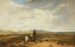 Landskap med idrottare och följeslagare, möjligen 1842 (olja på duk)