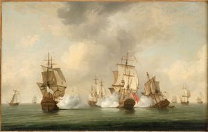 Kommendör Walkers insats: kaparen "Boscawen" i strid med en fransk flotta, 23 maj 1745 av Charles Brooking