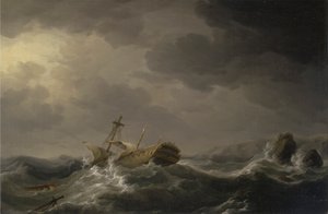 Fartyg förliste på en stenig kust av Charles Brooking