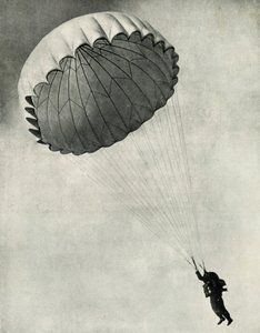 Flygman använder fallskärm under andra världskriget, 1941.