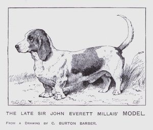 Den sene Sir John Everett Millais modell (färg litho) av Charles Burton (after) Barber
