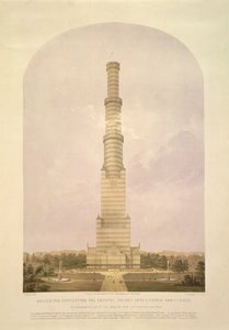 Design for Converting the Crystal Palace into a 1000 ft High Tower, publicerad av Ackermann und Co. 1852.