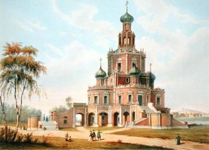 The Protection of the Virgin Church i Moskva, 1840-talet av Charles Claude Bachelier