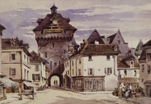 Gatubild i Loches, Frankrike (tryck)