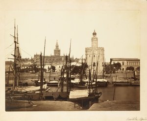 Katedralen, Torre del Oro och floden Guadalquivir, Sevilla