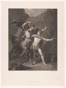 Chiron lär ut Achilles bågskytte