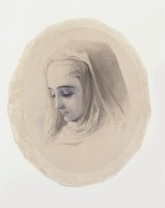Head Study for Convent Thoughts, 1851 (wc und gouache på papper) av Charles Collins