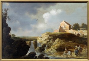 Italienskt landskap. Målning av Carel De Hooch (? - 1638) av Charles Cornelisz de Hooch