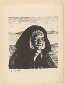 Breton gammal kvinna med huva av Charles Cottet