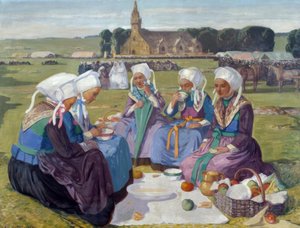 Kvinnor från Plougastel vid Pardon de Saint Anne-La-Palud av Charles Cottet