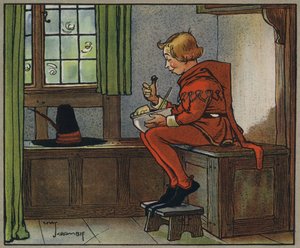 Little Jack Horner (färg litho) av Charles Crombie