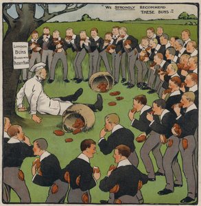 London Buns (färg litho) av Charles Crombie