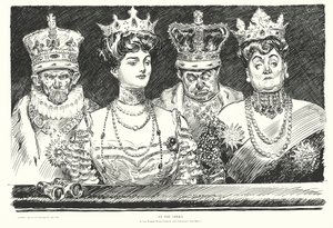 På operan, om kvinnorna bär kronor, varför inte männen (litografi) av Charles Dana Gibson