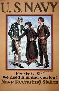"Här är han, sir. Vi behöver honom och du också! US Navy rekryteringsaffisch av Charles Dana Gibson