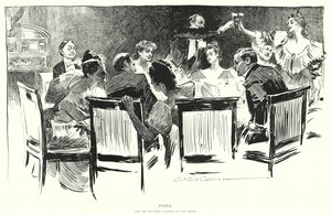 Pussel, hitta mannen som betalar för middagen (litho) av Charles Dana Gibson