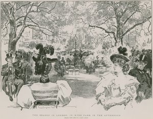 Säsongen i Hyde Park, London, på eftermiddagen (gravyr) av Charles Dana Gibson