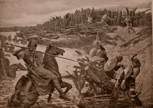 Caesar korsar Themsen, illustration från "Hutchinson