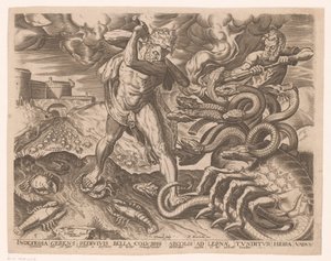 Herkules besegrar Lernas hydra Labours of Hercules efter Frans Floris (serietitel)
