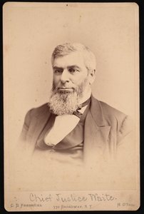 Porträtt av Morrison Remick Mott Waite 1816-1888, före 1888 av Charles De Forest Fredricks