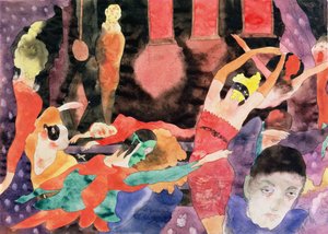 Illustration för Poes Masque of Red Death (cw på papper) av Charles Demuth