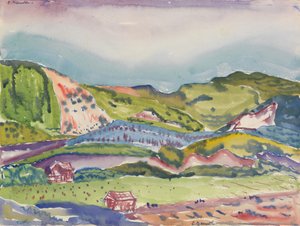 Berg med rött hus, c.1913 av Charles Demuth