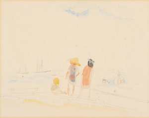 Två kvinnor och barn på stranden av Charles Demuth