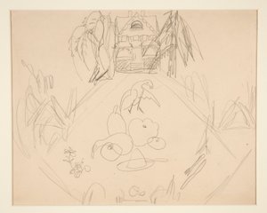 Untitled [duvor, frukter, grönsaker, hus, skrivna anteckningar]