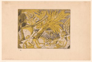 Solande figurer under en palm A la Guadeloupe (titel på objekt) av Charles Dufresne (signed by artist)