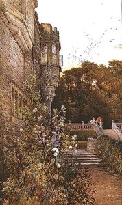 På terrassen, Haddon Hall (akvarell) av Charles Earle