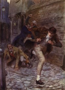 Illustration för The Amateur Gentleman av Jeffery Farnol (litho i färg) av Charles Edmund (after) Brock